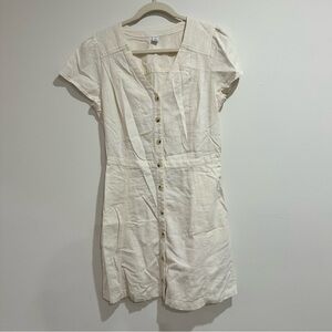 Old Navy Cream Linen Blend Button-Front Mini Dress